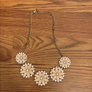 light pink flower necklace gold chain diamonds.